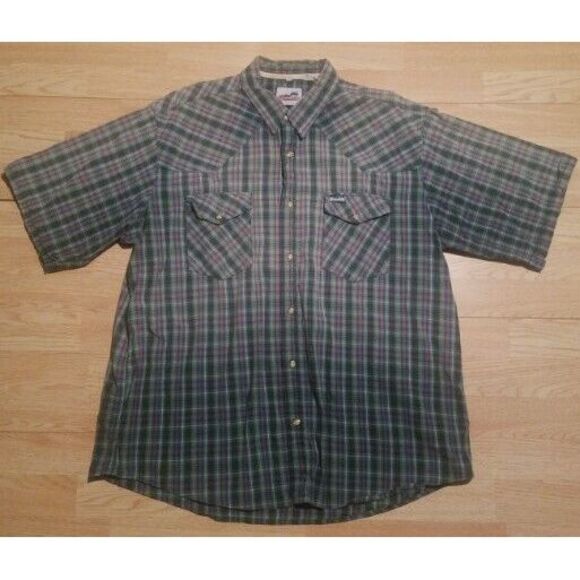 Other - Cowboy Hardware Mens 2XL Pearl Snap Short Sleeve Western Shirt‎ Plaid Heavy Duty